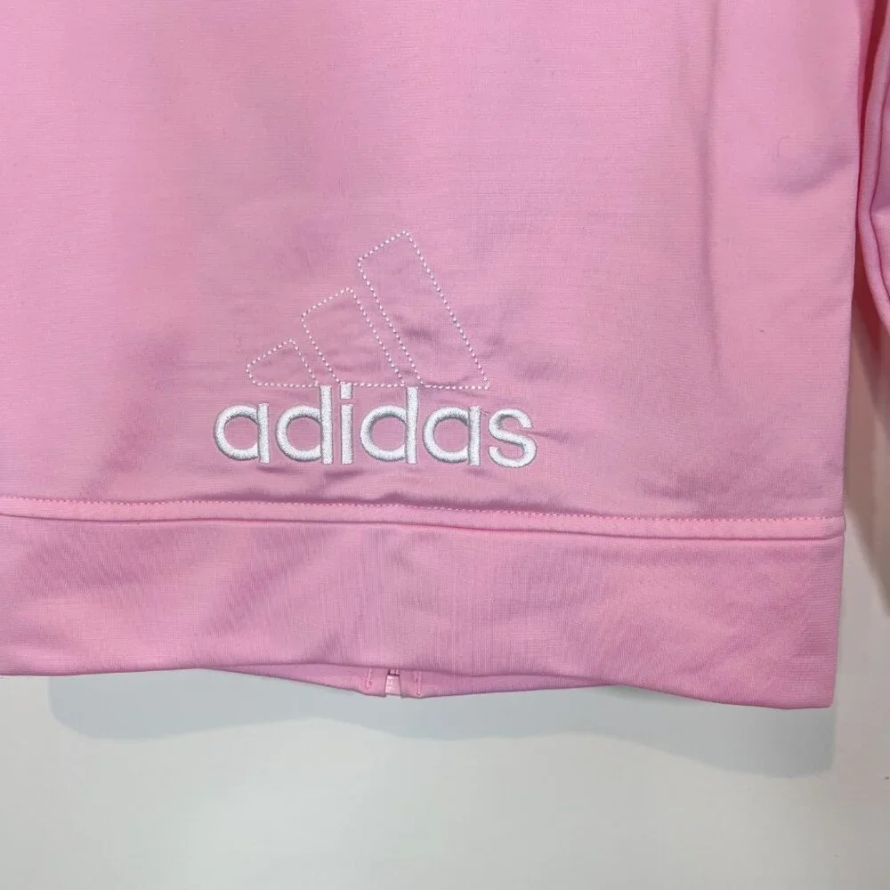 Adidas Girls Pink & White Full Zip‎ Athletic Track Long Sleeve Jacket Size 4T